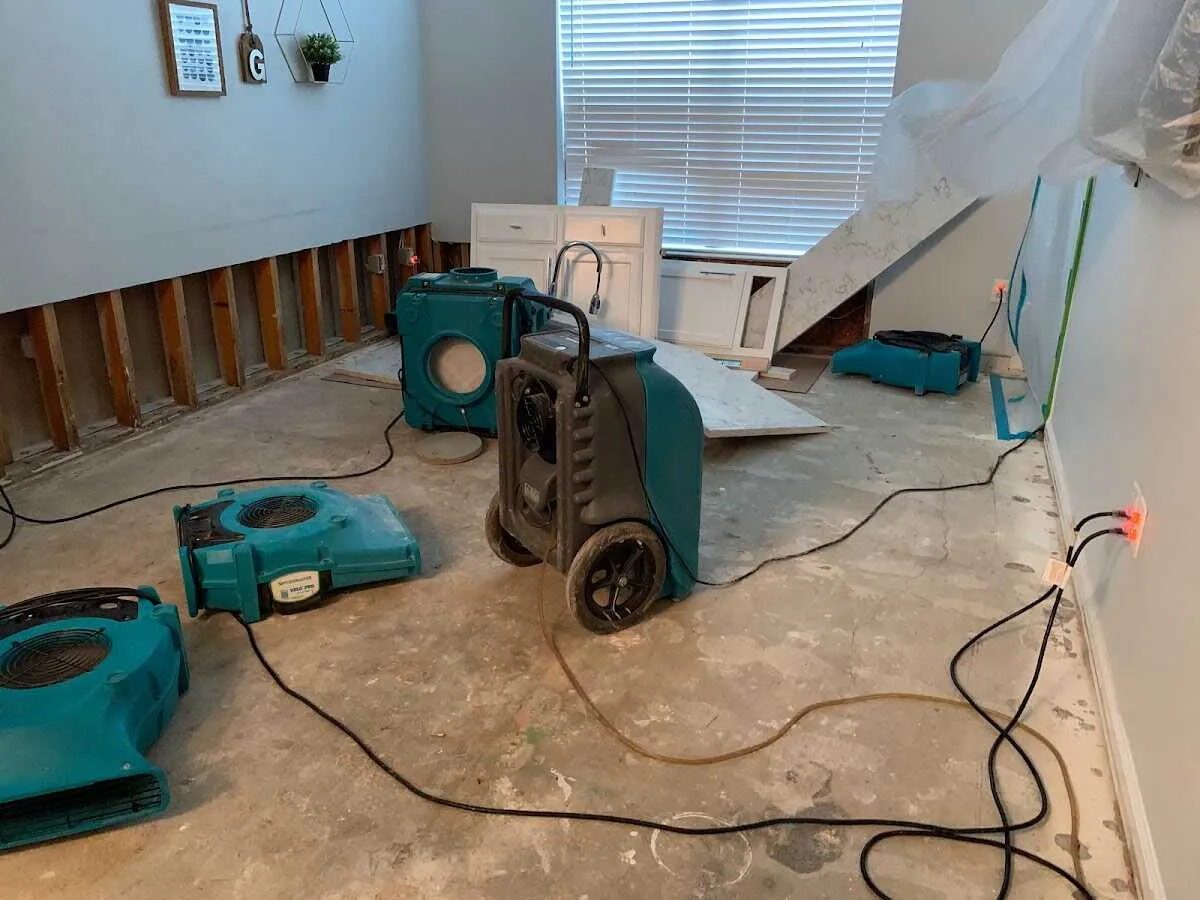 Dehumidifier in flood-cut room for Water Extraction & Removal in Robbinsville
